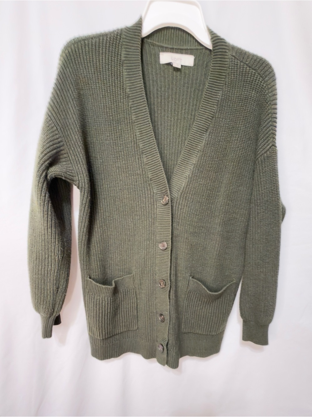 LOFT Green Button Front Cardigan | Size Large